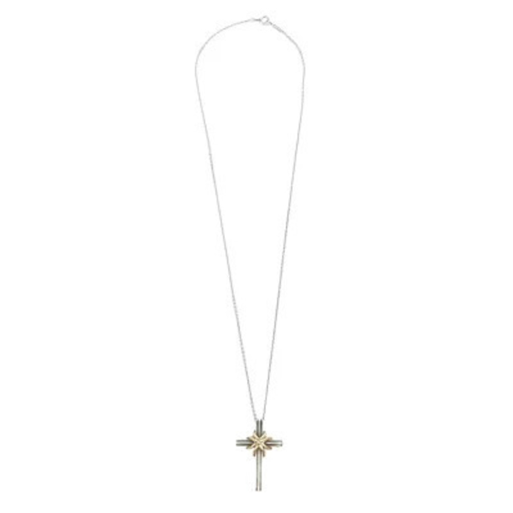 TIFFANY CO Signature Cross Necklace Silver Gold